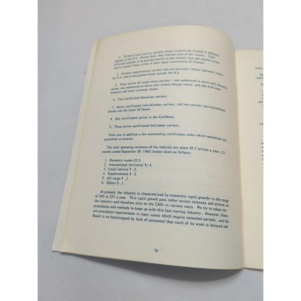 The Civil Aeronautics Board 1968 Information Booklet Regulating Airline Industry